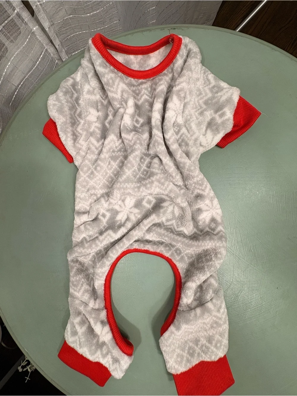 Small Dog Christmas Pajamas Gray Snowflake Fleece One Piece Holiday XS S Pet